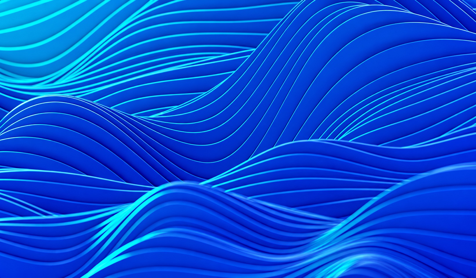 Neon Blue Flowing Wave Ribbons